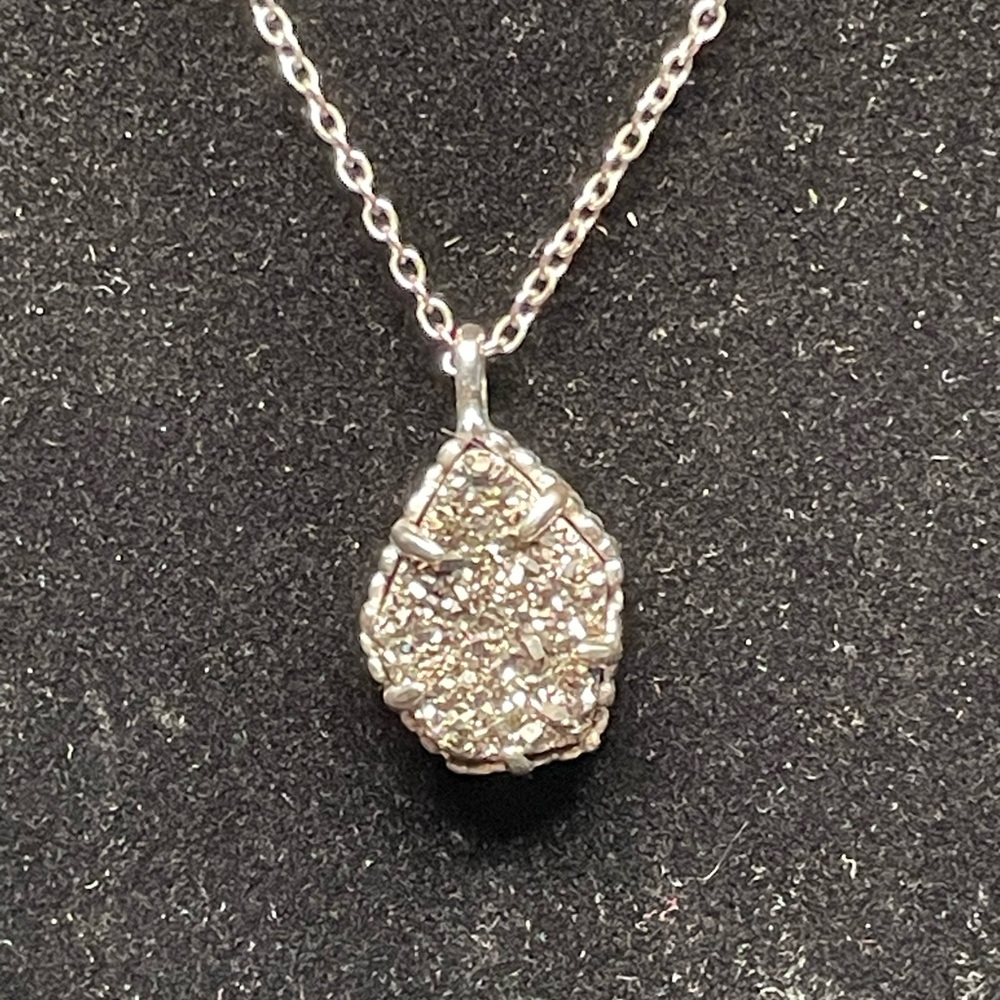 Kendra Scott Pyrite Druzy Silver Finished Pendant Necklace